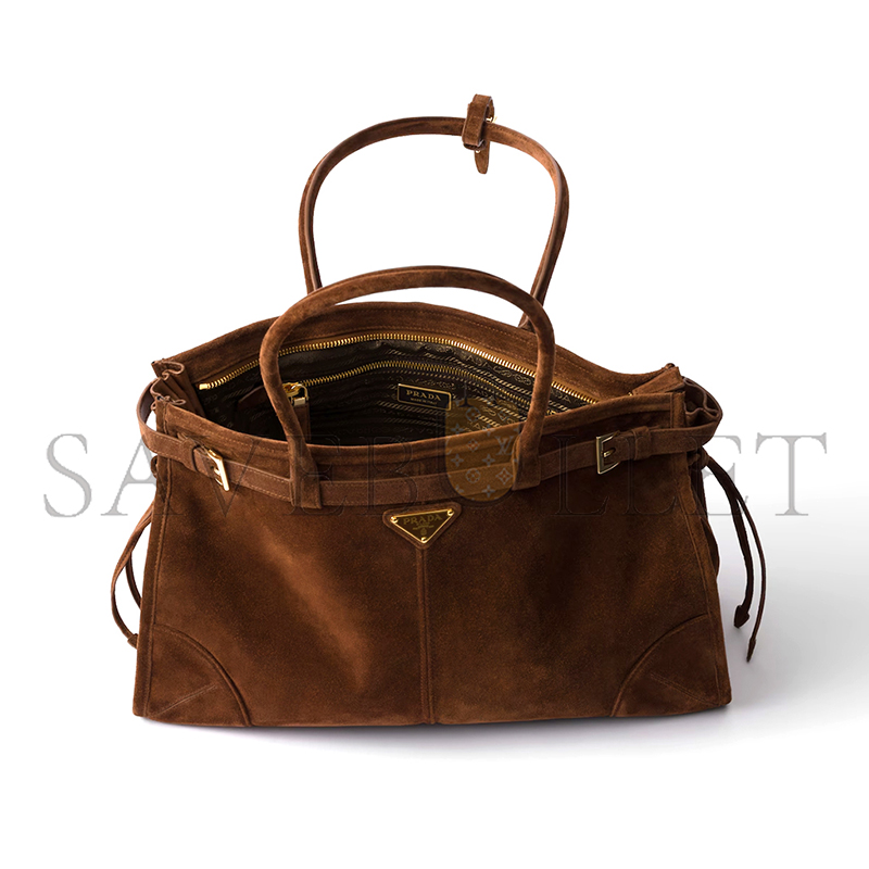 PRADA BONNIE LARGE SUEDE HANDBAG 1BA433 (38*24*12cm)